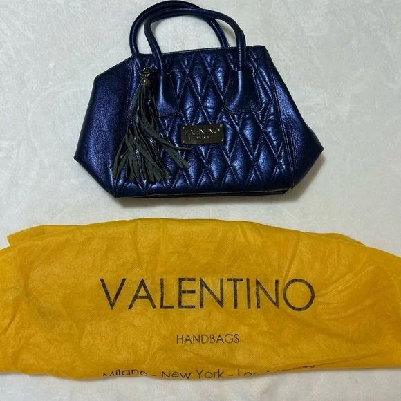 AUTHENTIC Valentino Navy Quilted Satchel